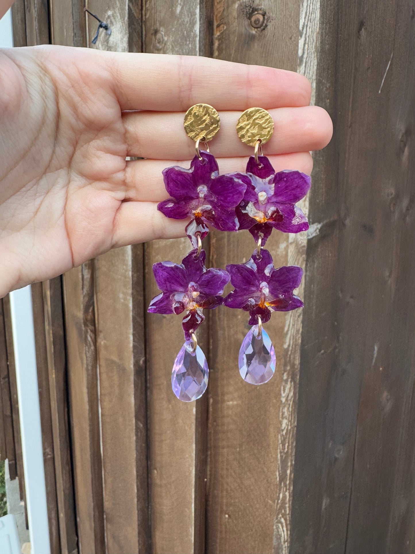 Statement dangle orchid earrings