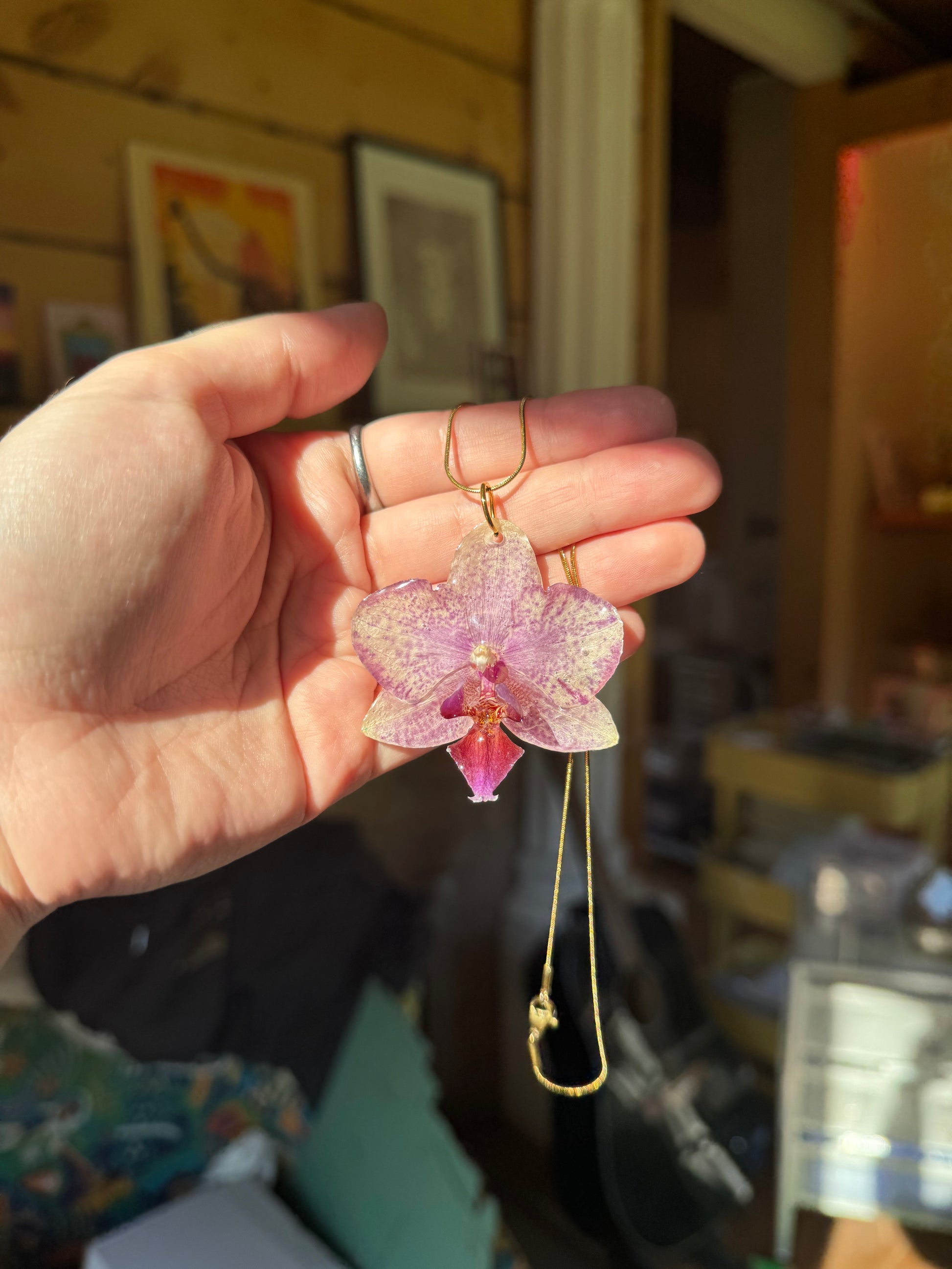 Pink orchid necklace SYLLIA