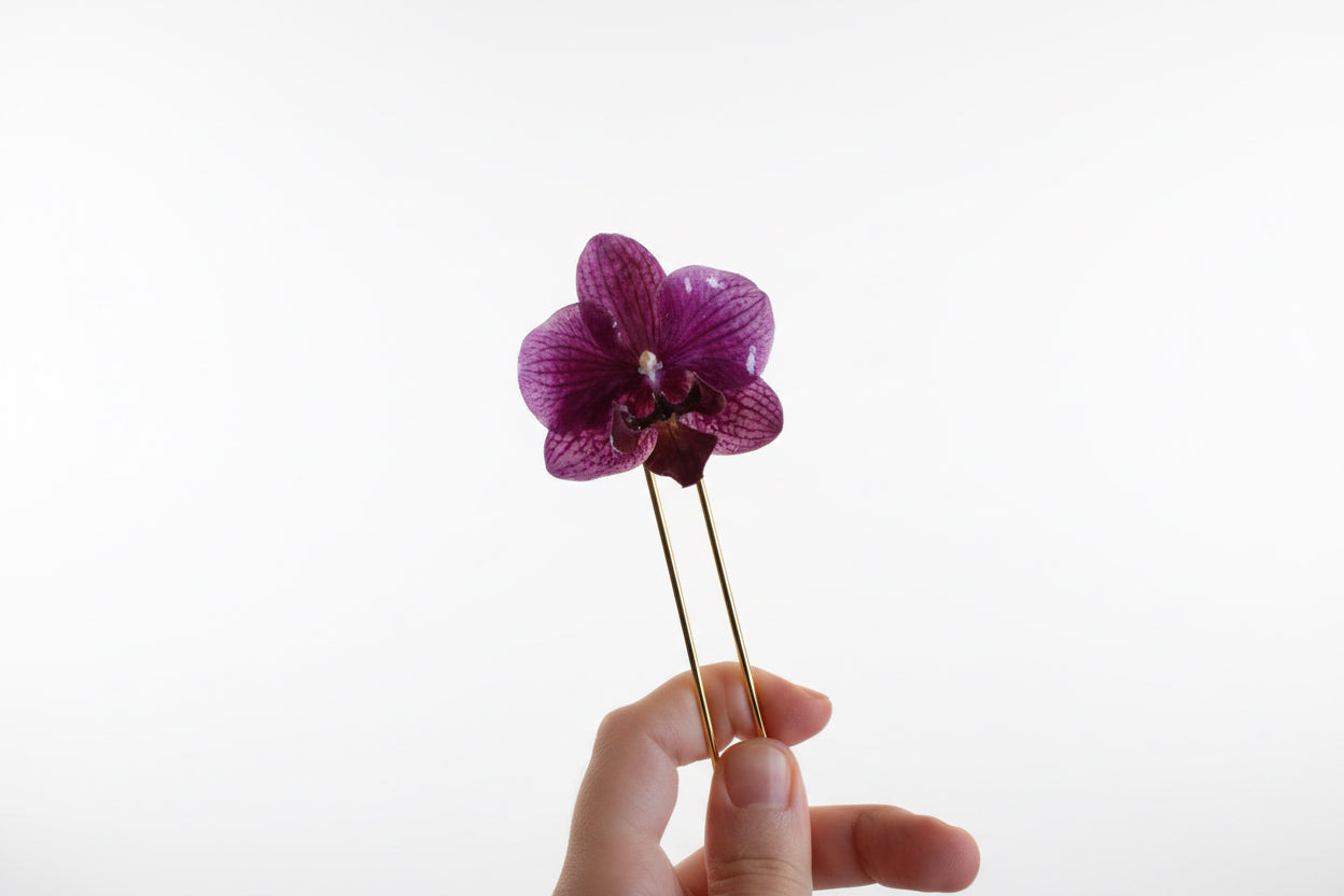 Purple orchid hairpin SYLLIA