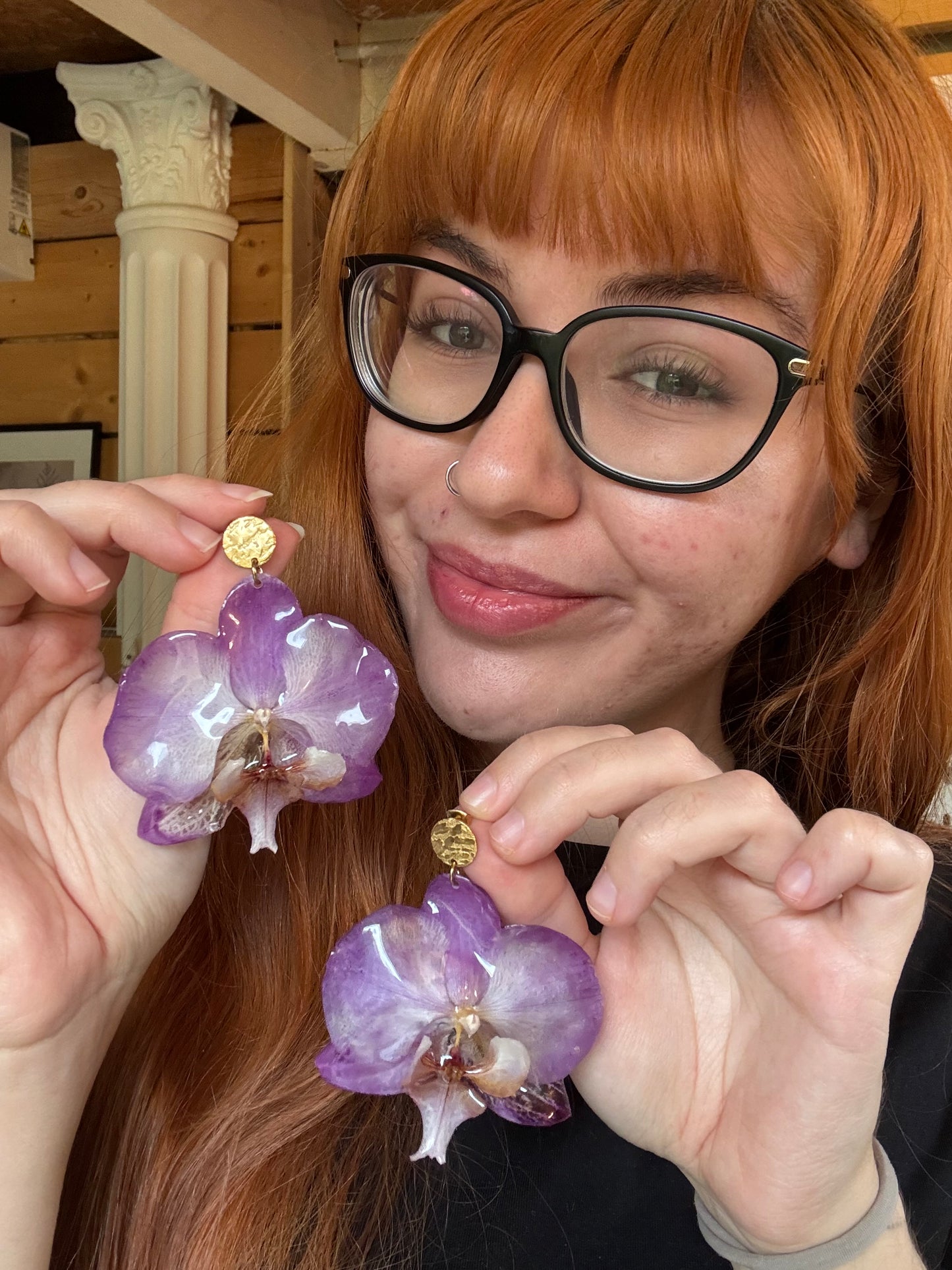 Orchid stud earrings