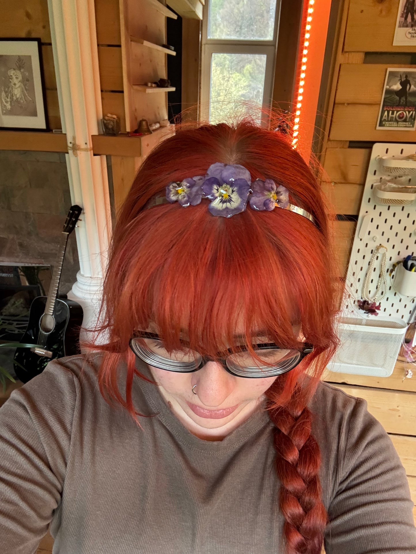 Real pansy headband