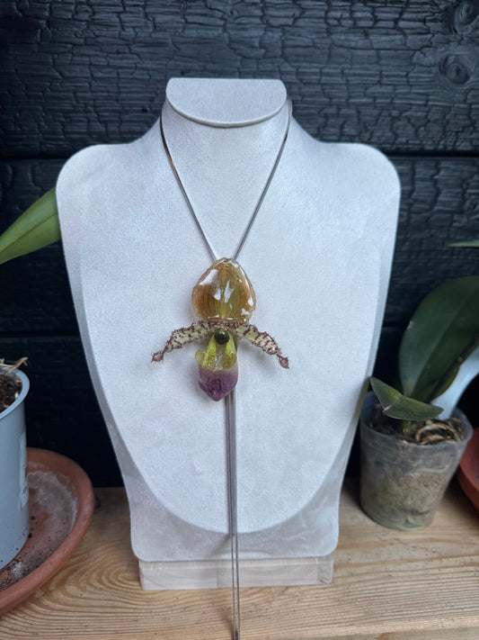 Lady slipper orchid sliding necklace SYLLIA