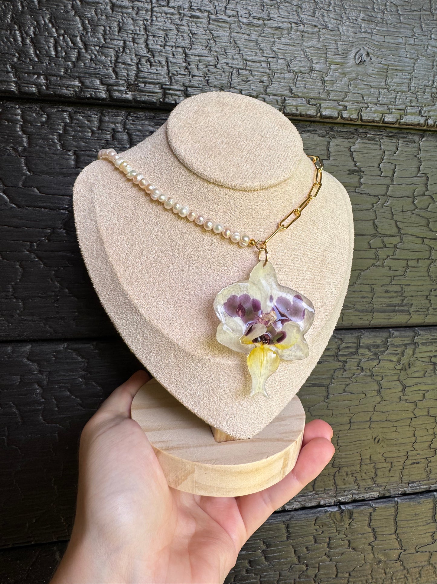 Pearl orchid necklace