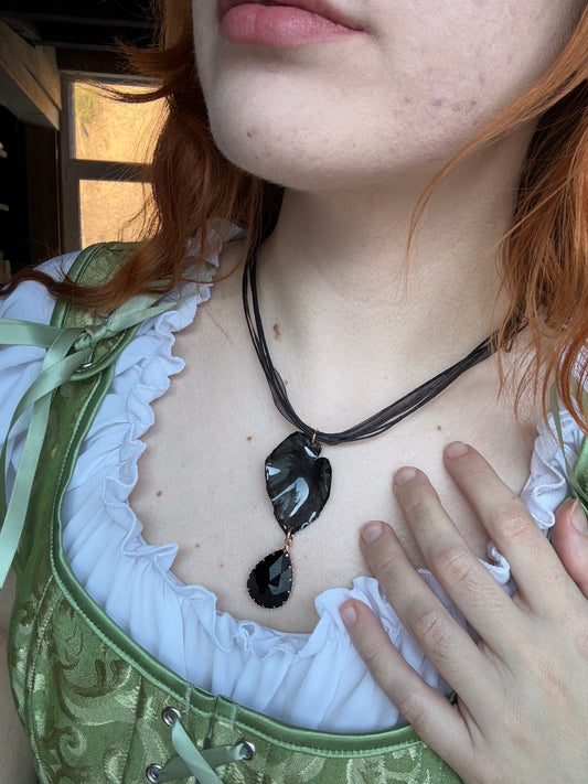 Black begonia necklace
