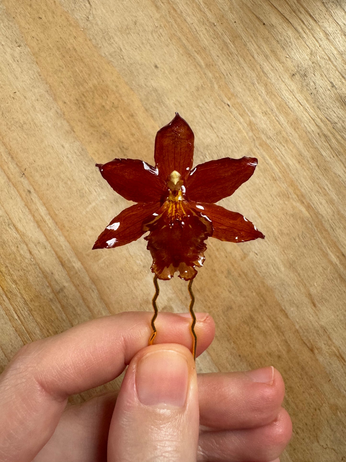 Red orchid hairpin