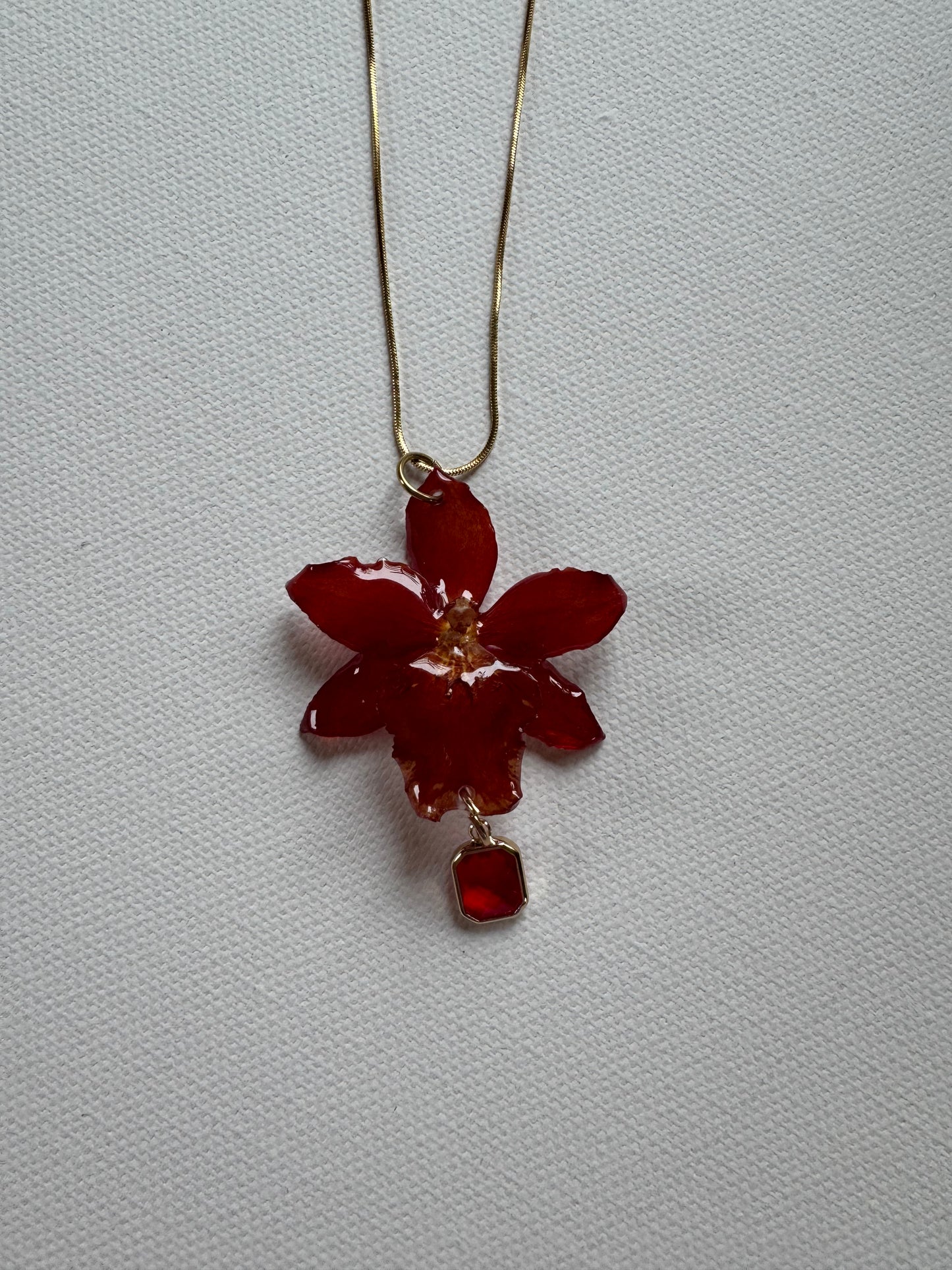 Real red orchid necklace