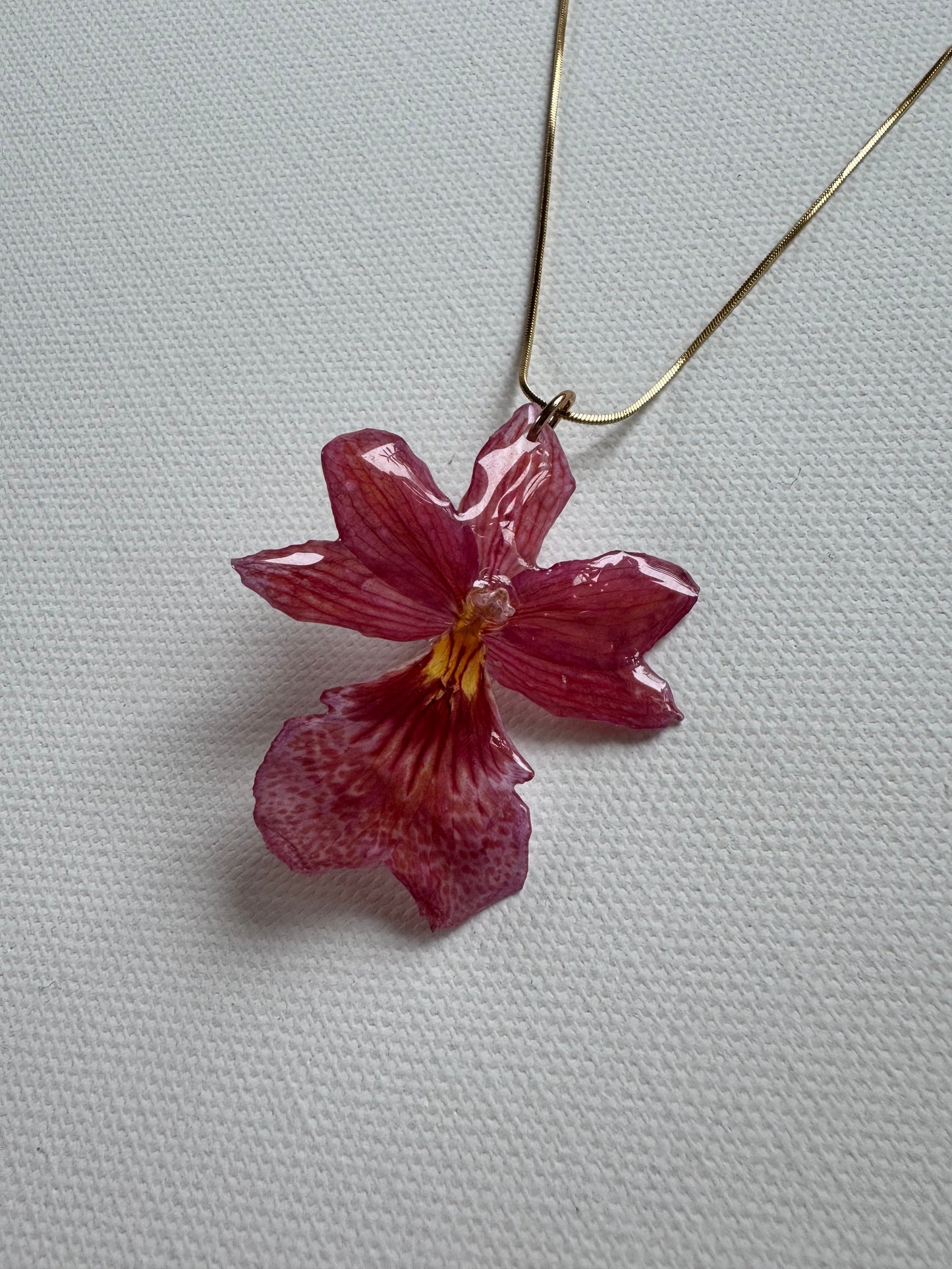Pink orchid necklace