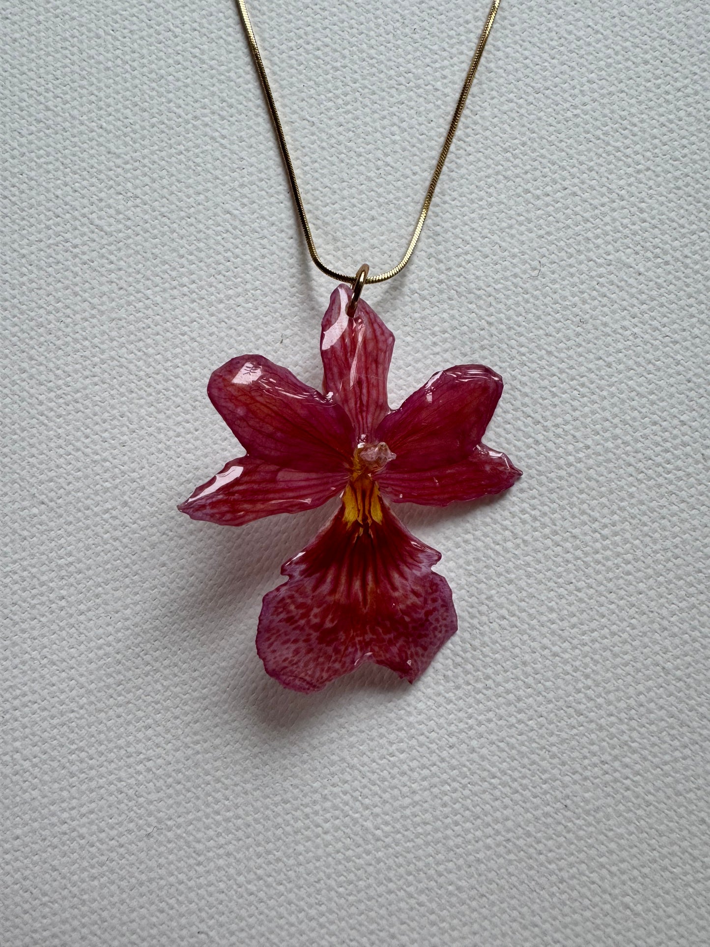 Pink orchid necklace