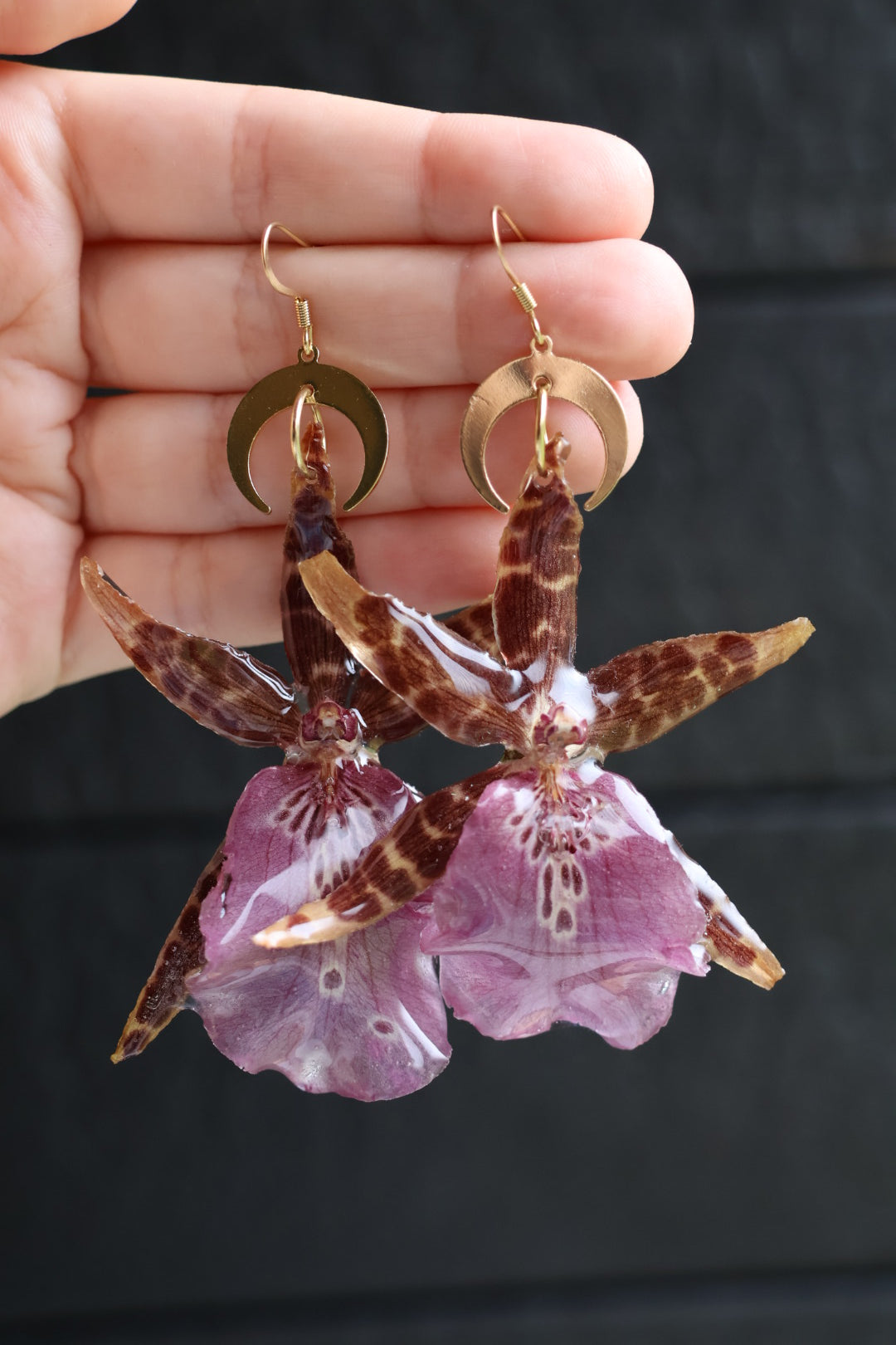 Dotted orchid earrings SYLLIA