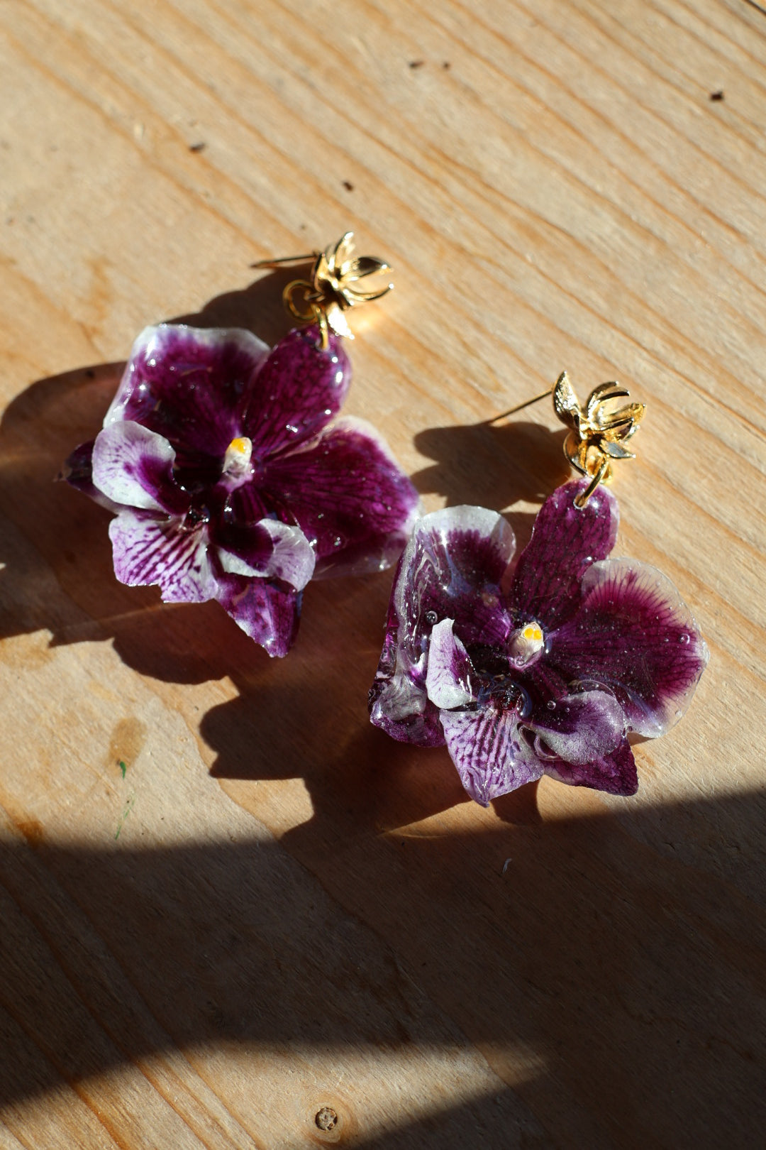 Real Purple Orchid Earrings – Handmade Botanical Jewelry, Fairycore Flower Earrings SYLLIA