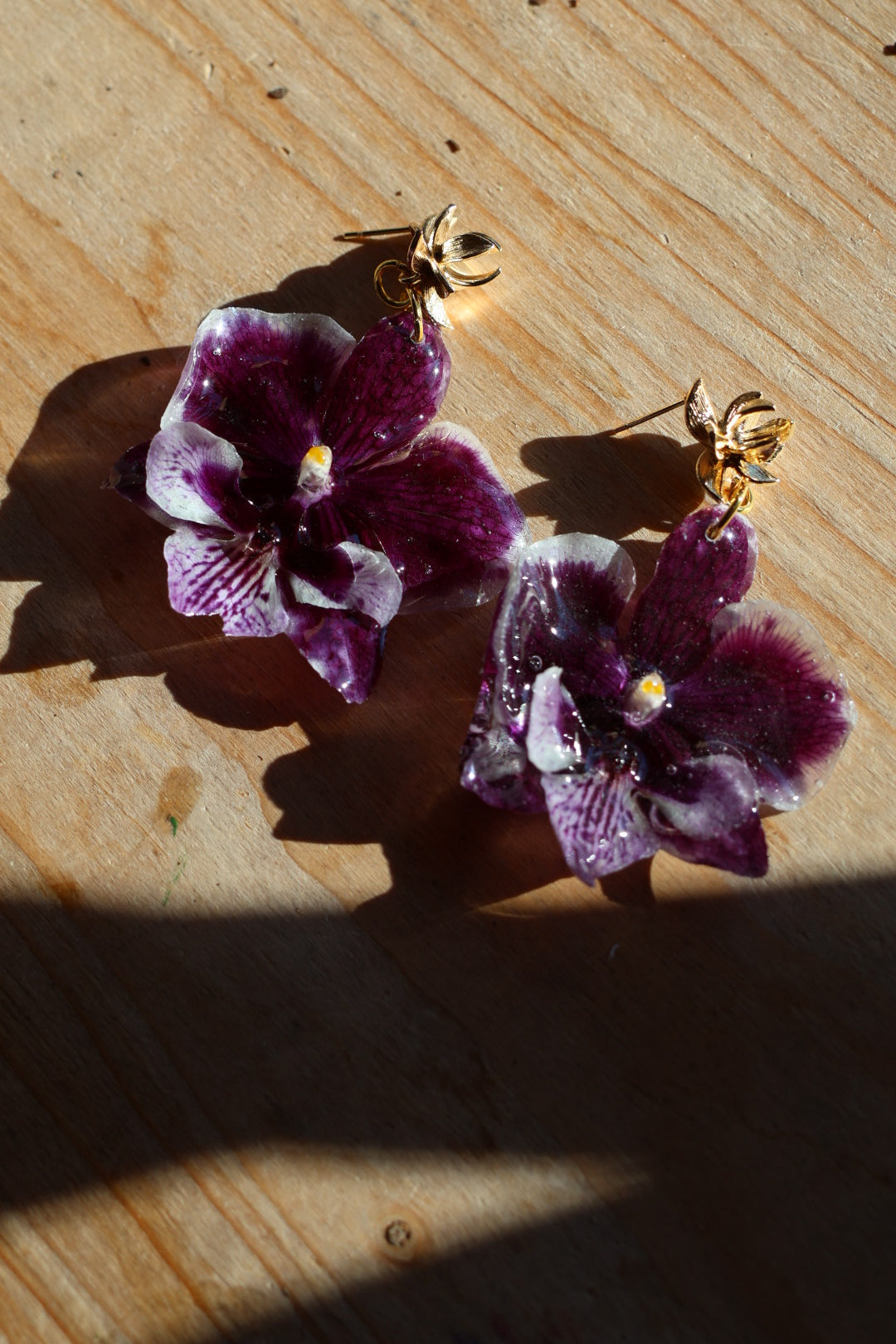 Real Purple Orchid Earrings – Handmade Botanical Jewelry, Fairycore Flower Earrings SYLLIA