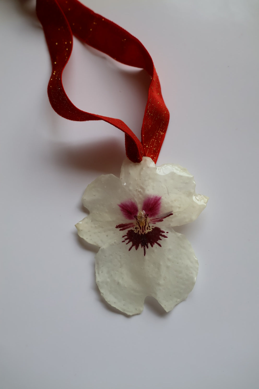 White orchid Christmas tree ornament SYLLIA