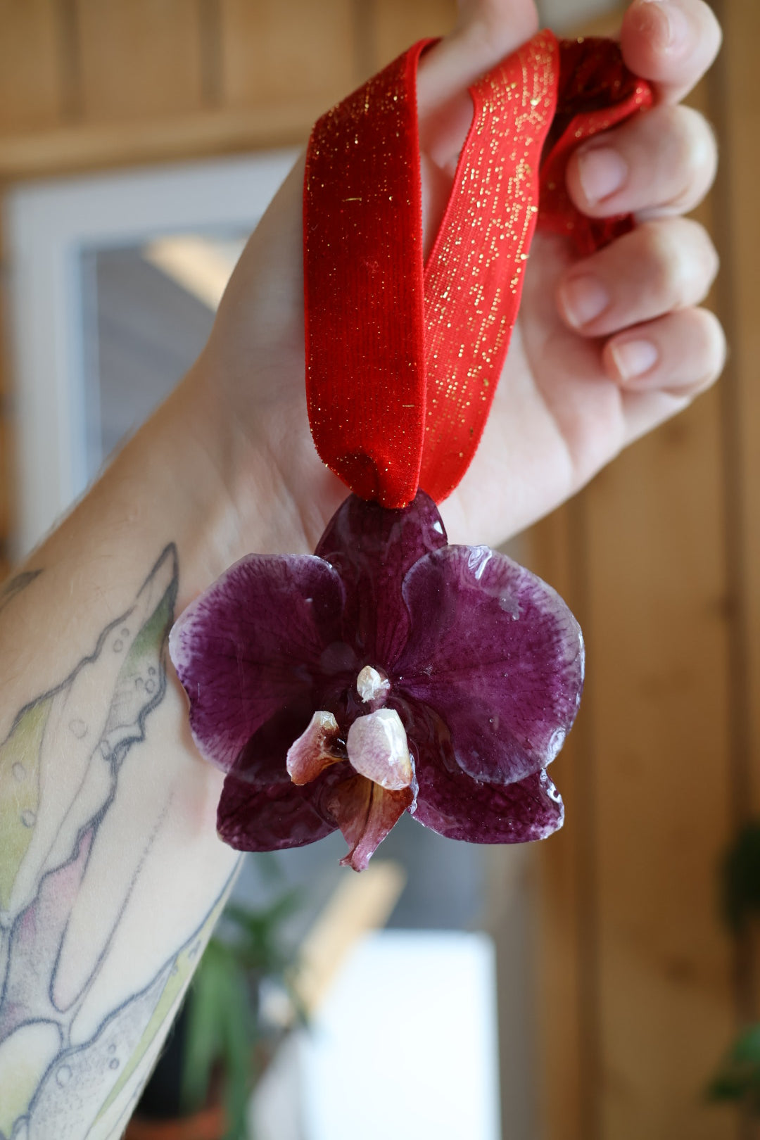 Purple orchid Christmas ornament SYLLIA