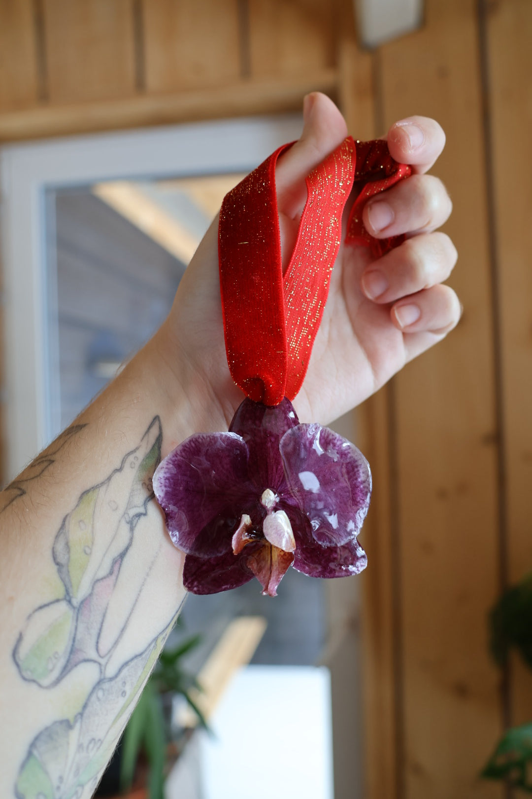 Purple orchid Christmas ornament SYLLIA