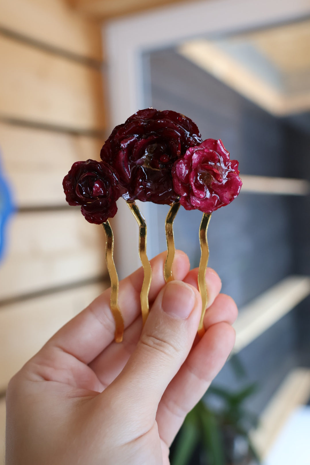 Mixed rose haircomb SYLLIA