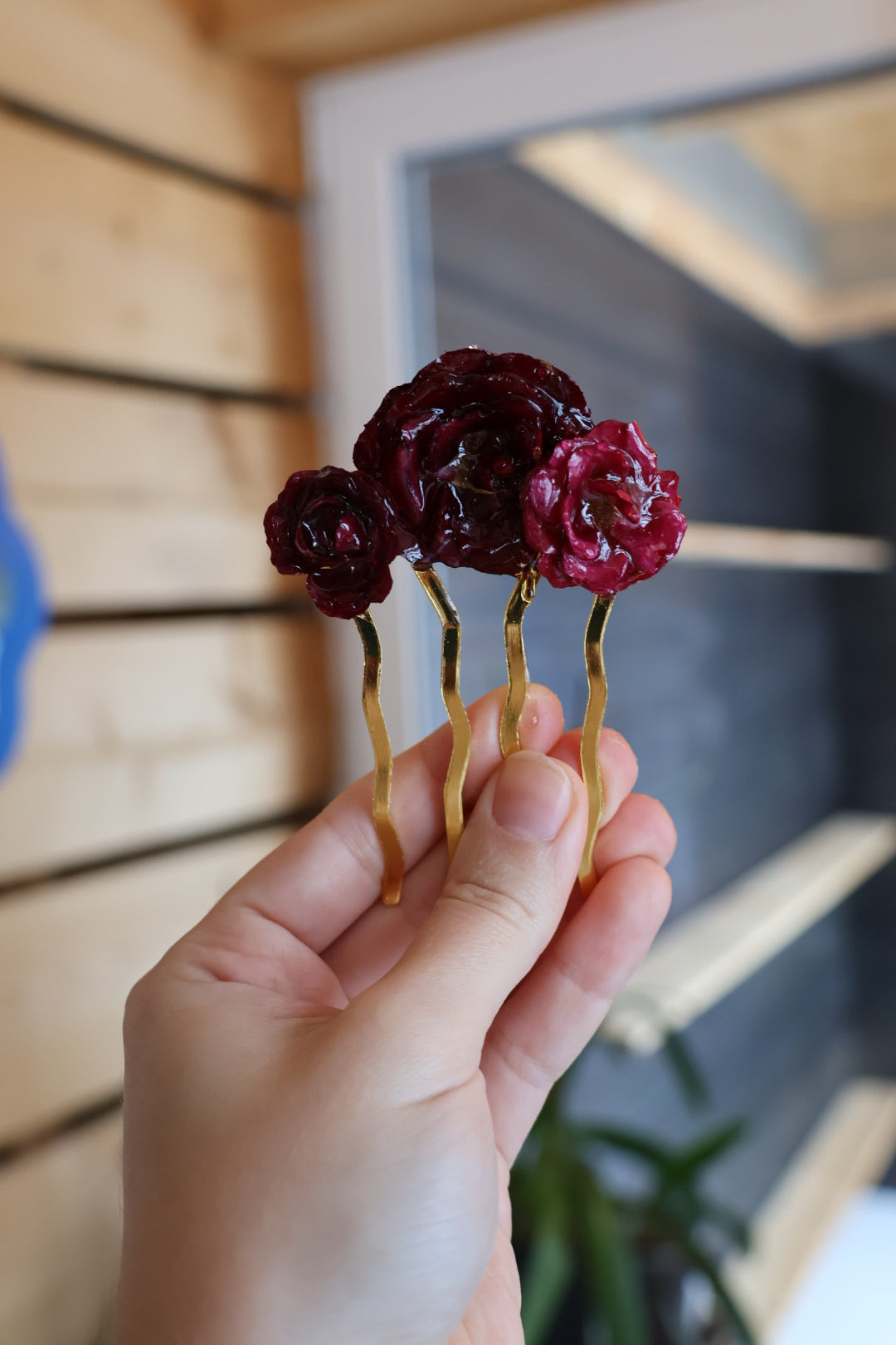 Mixed rose haircomb SYLLIA