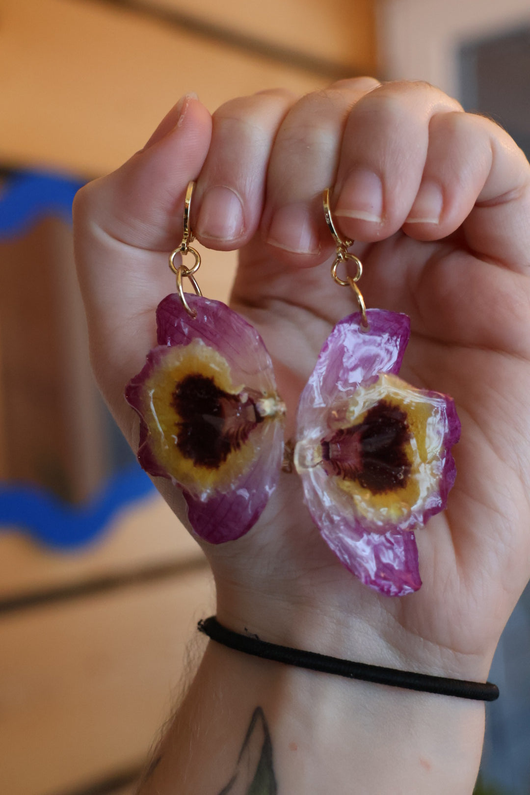 Real Pink Orchid  Earrings SYLLIA