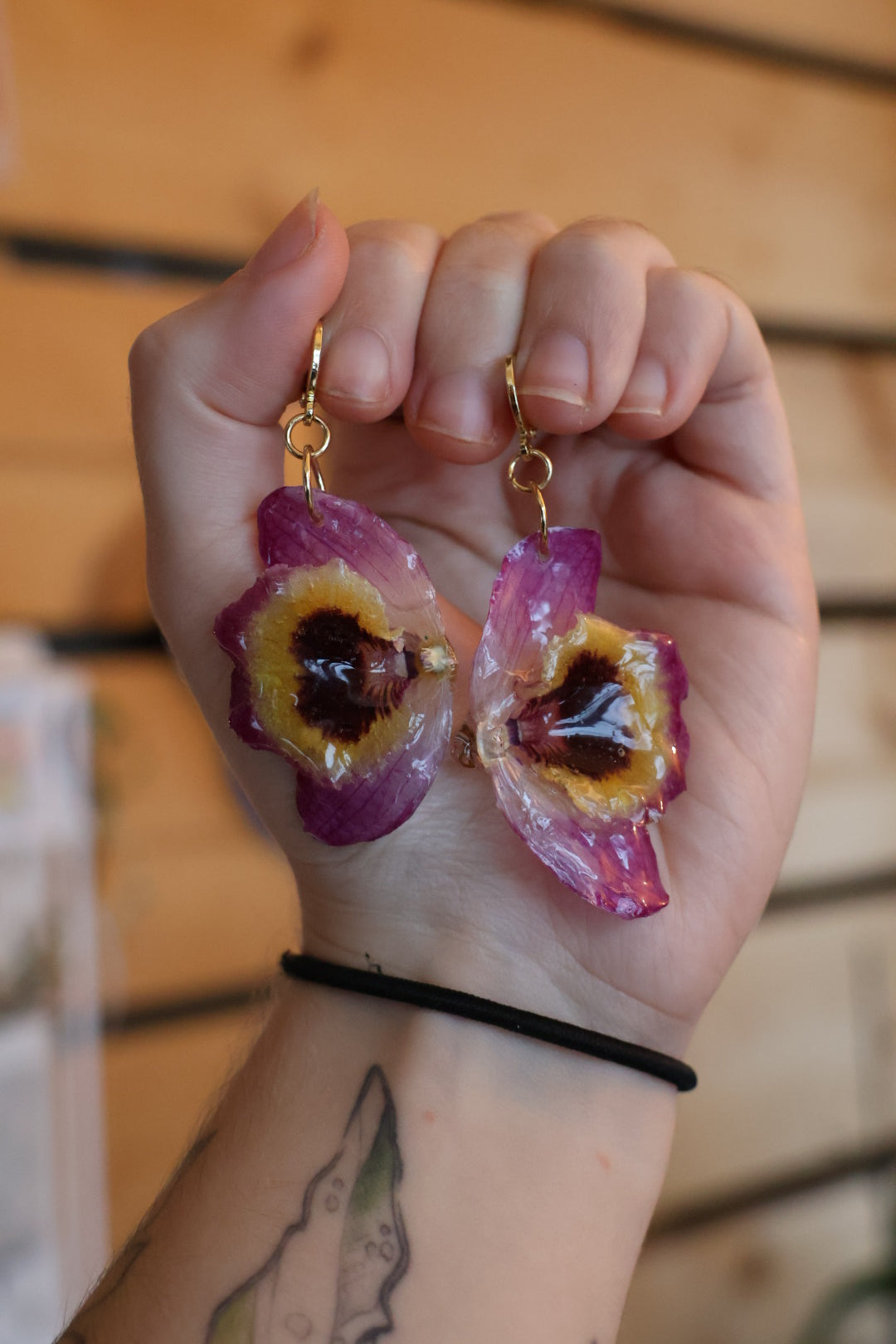 Real Pink Orchid  Earrings SYLLIA