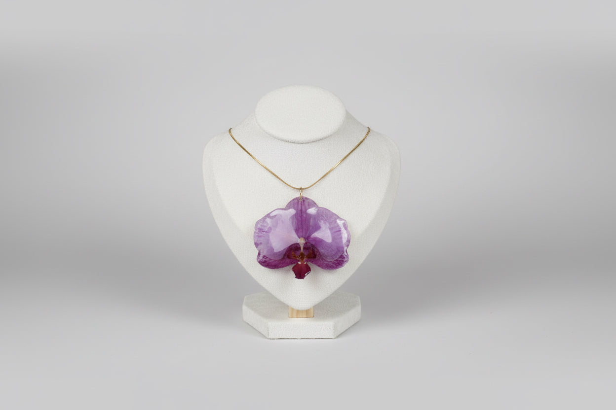 Statement purple orchid necklace SYLLIA