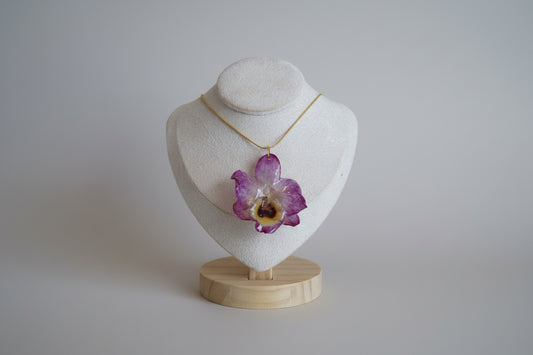 Purple dendrobium necklace SYLLIA