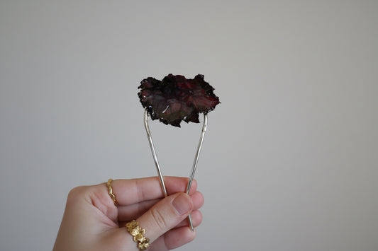Red begonia leaf hairpin SYLLIA
