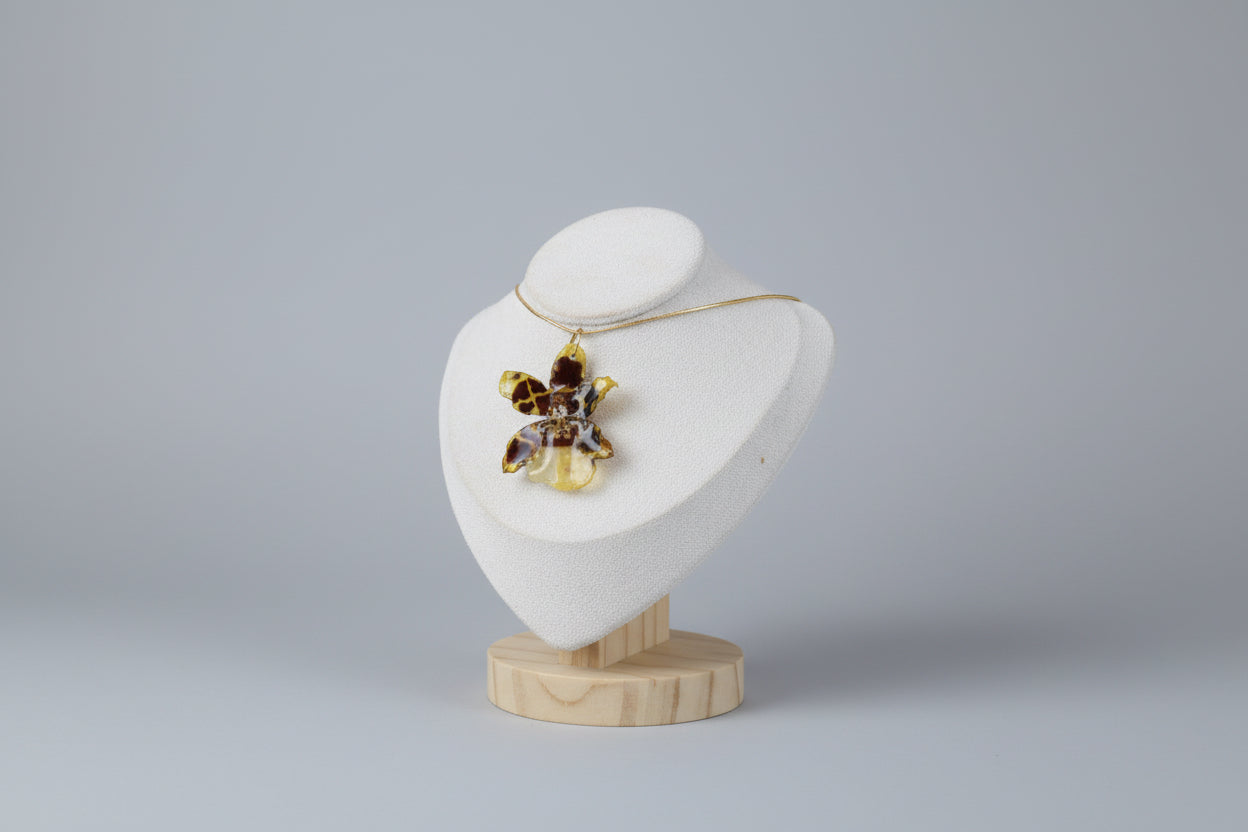 Black and yellow orchid necklace SYLLIA