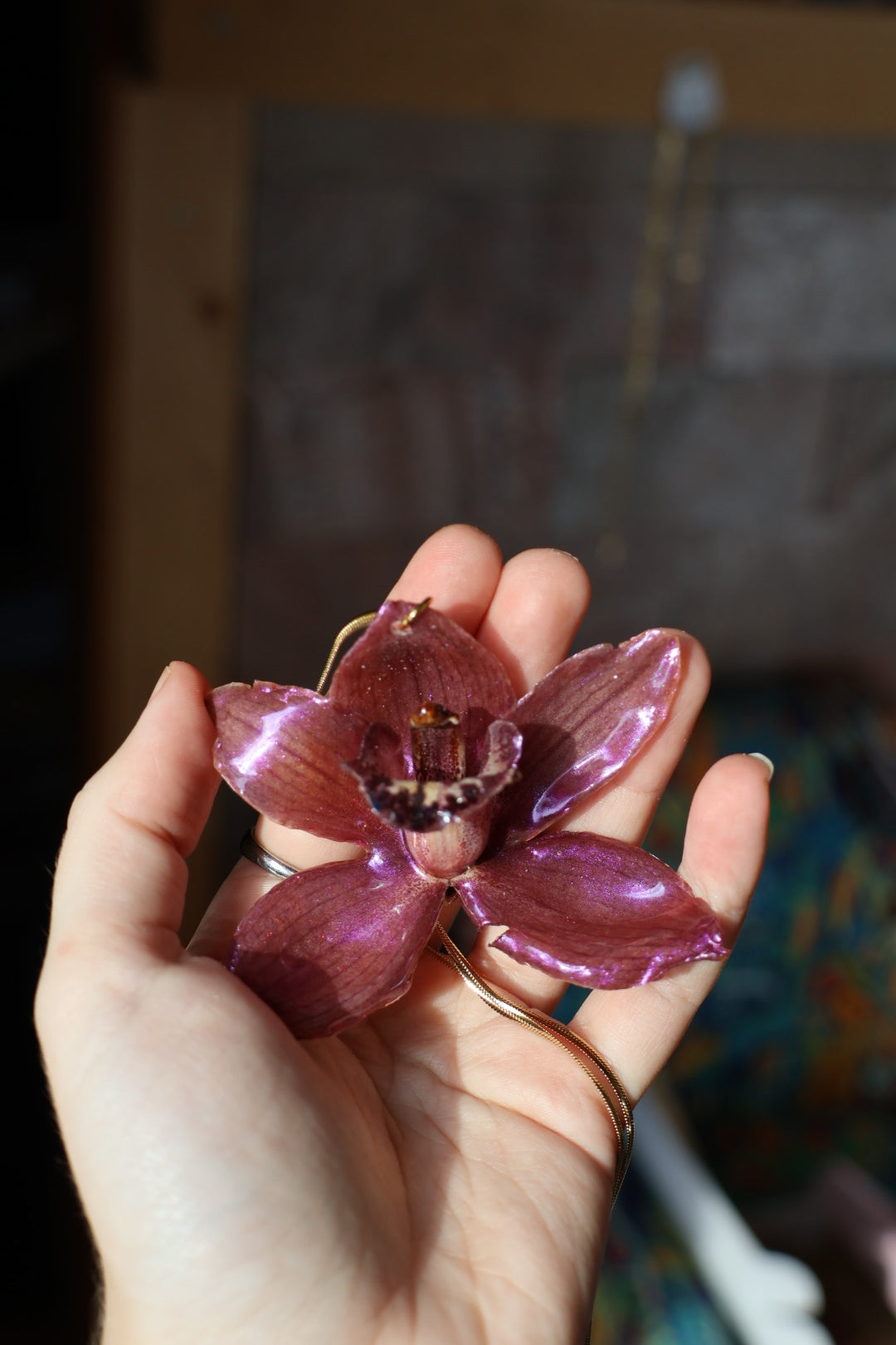 Pink chroma orchid necklace SYLLIA