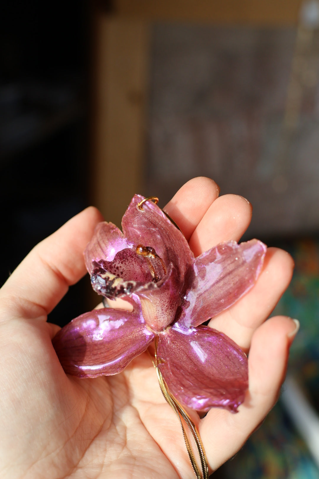 Pink chroma orchid necklace SYLLIA