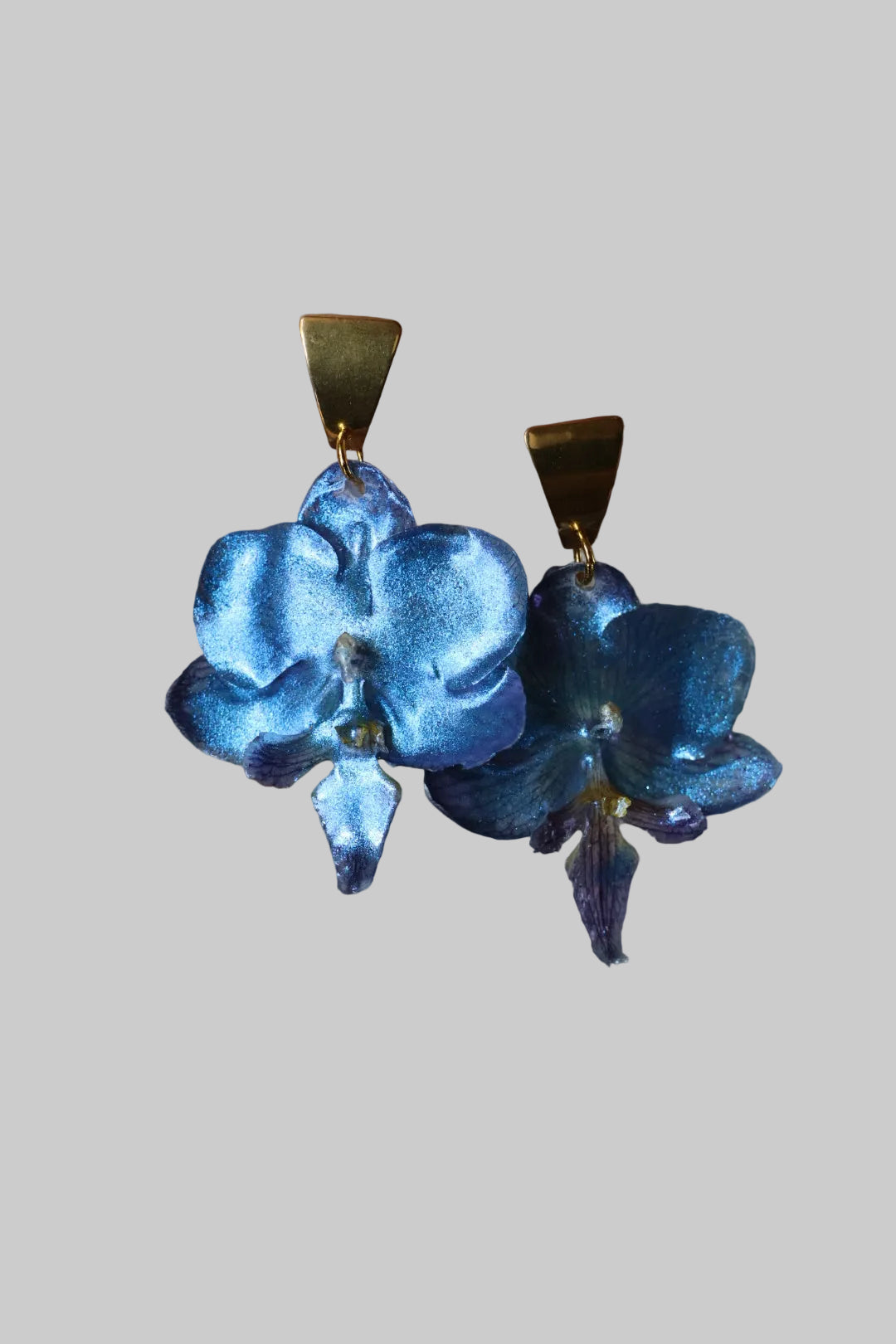 Blue chrome orchid earrings SYLLIA