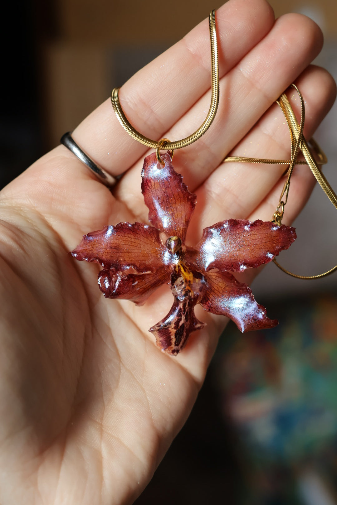 Galaxy chrome orchid necklace SYLLIA