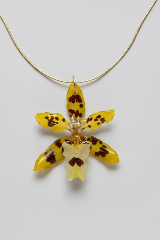 Yellow oncidium orchid necklace SYLLIA