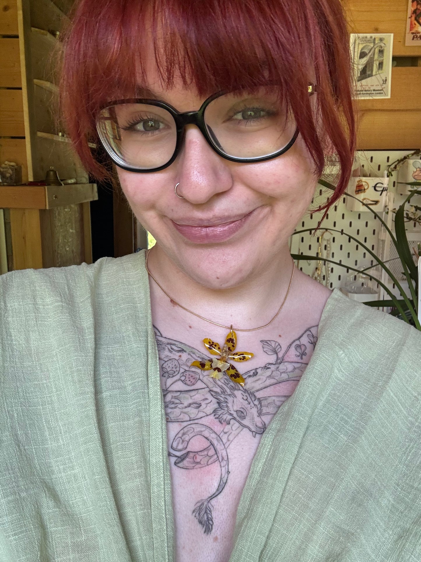 Yellow oncidium orchid necklace SYLLIA