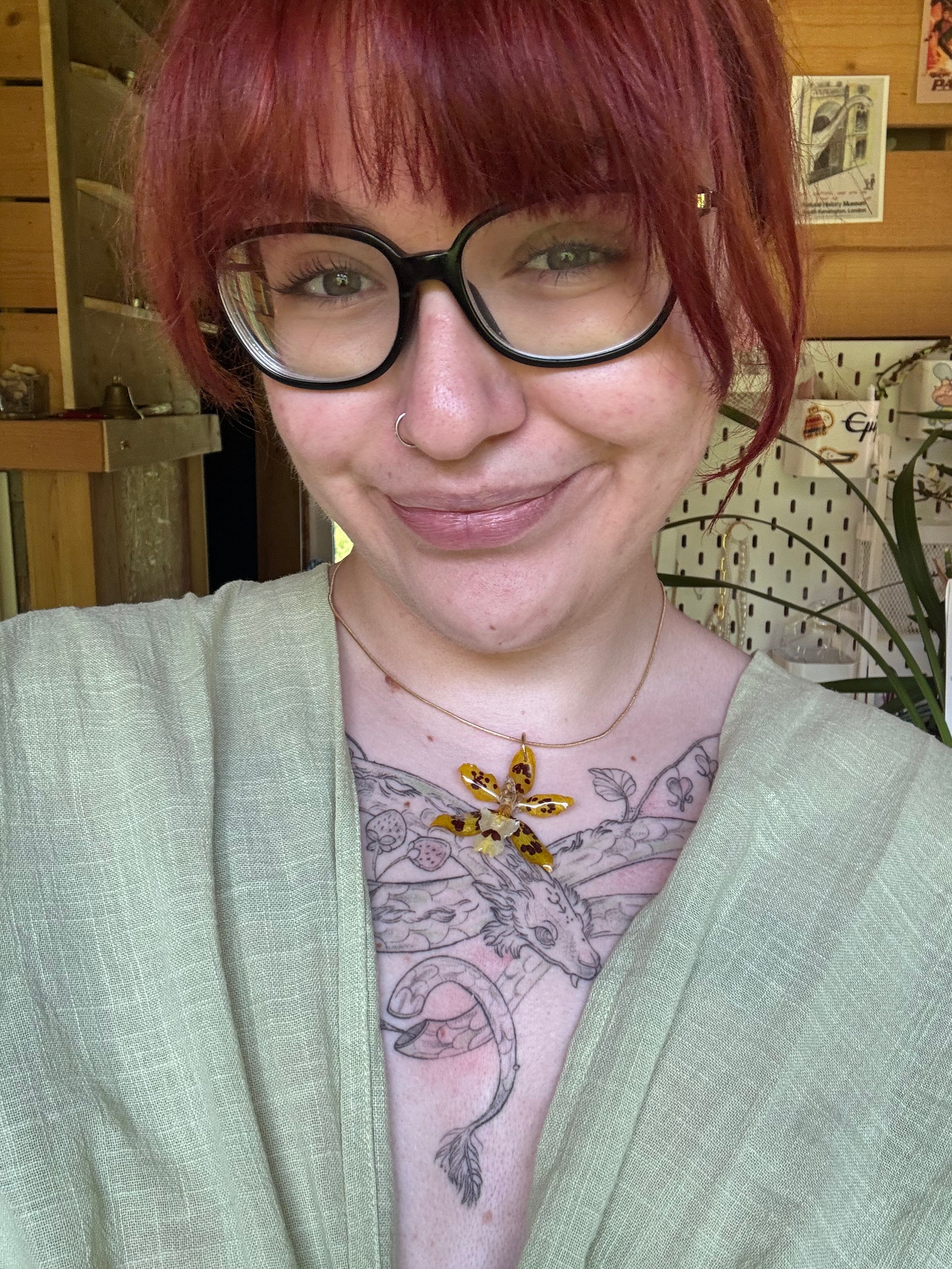 Yellow oncidium orchid necklace SYLLIA