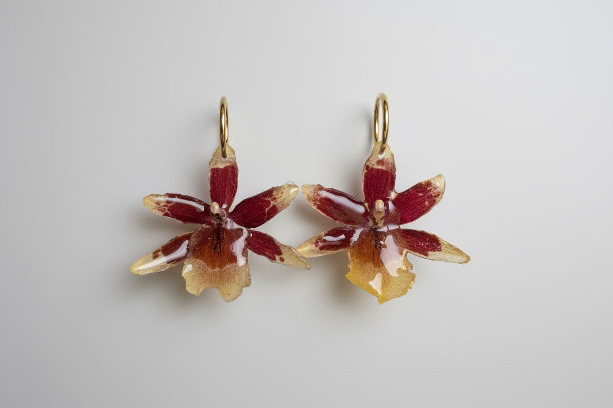 Brown bleeding orchid earrings SYLLIA