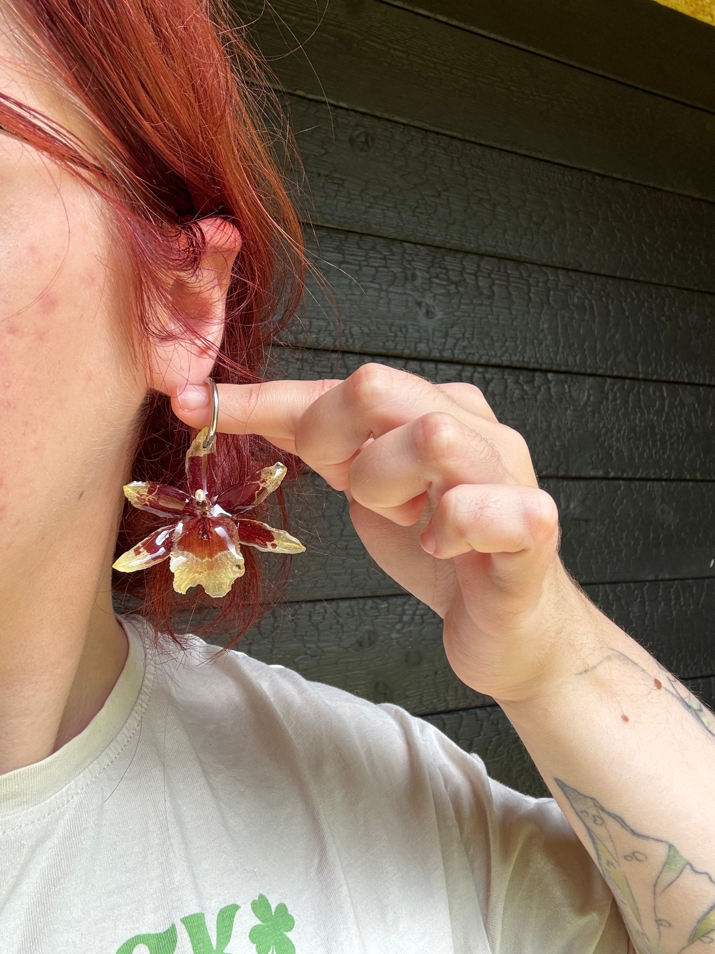 Brown bleeding orchid earrings SYLLIA