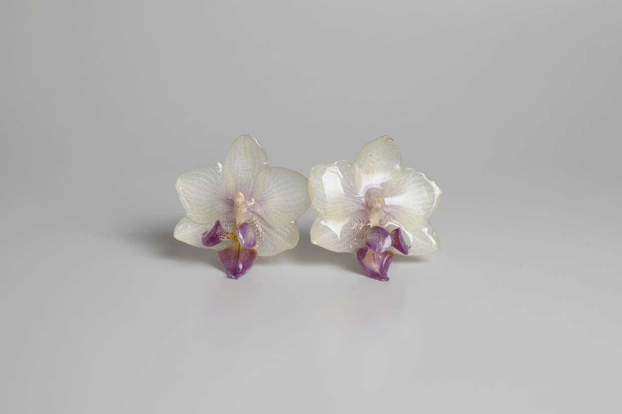 White mini orchid stud earrings SYLLIA