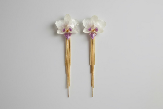 White chain orchid earrings SYLLIA