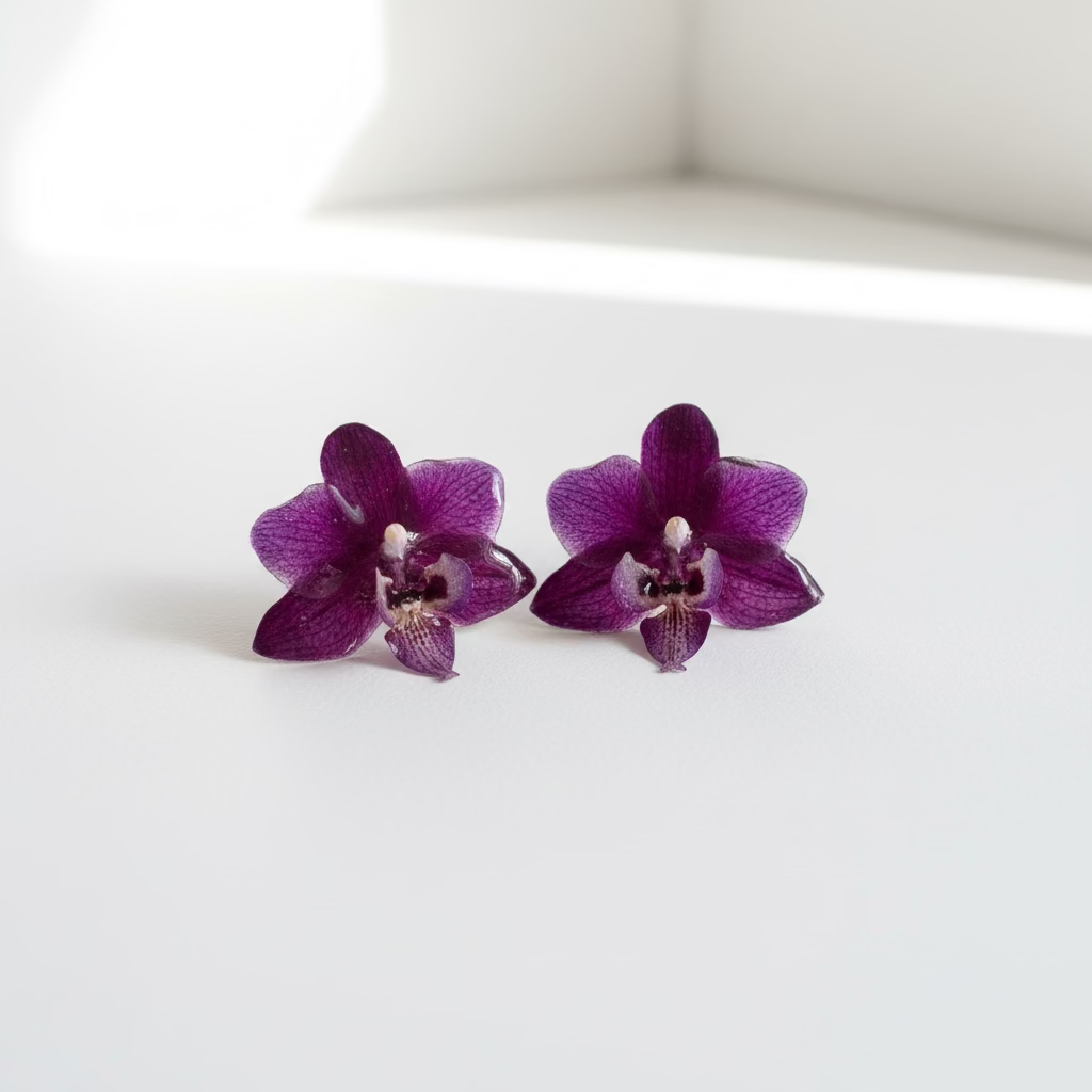 Purple orchid studs SYLLIA