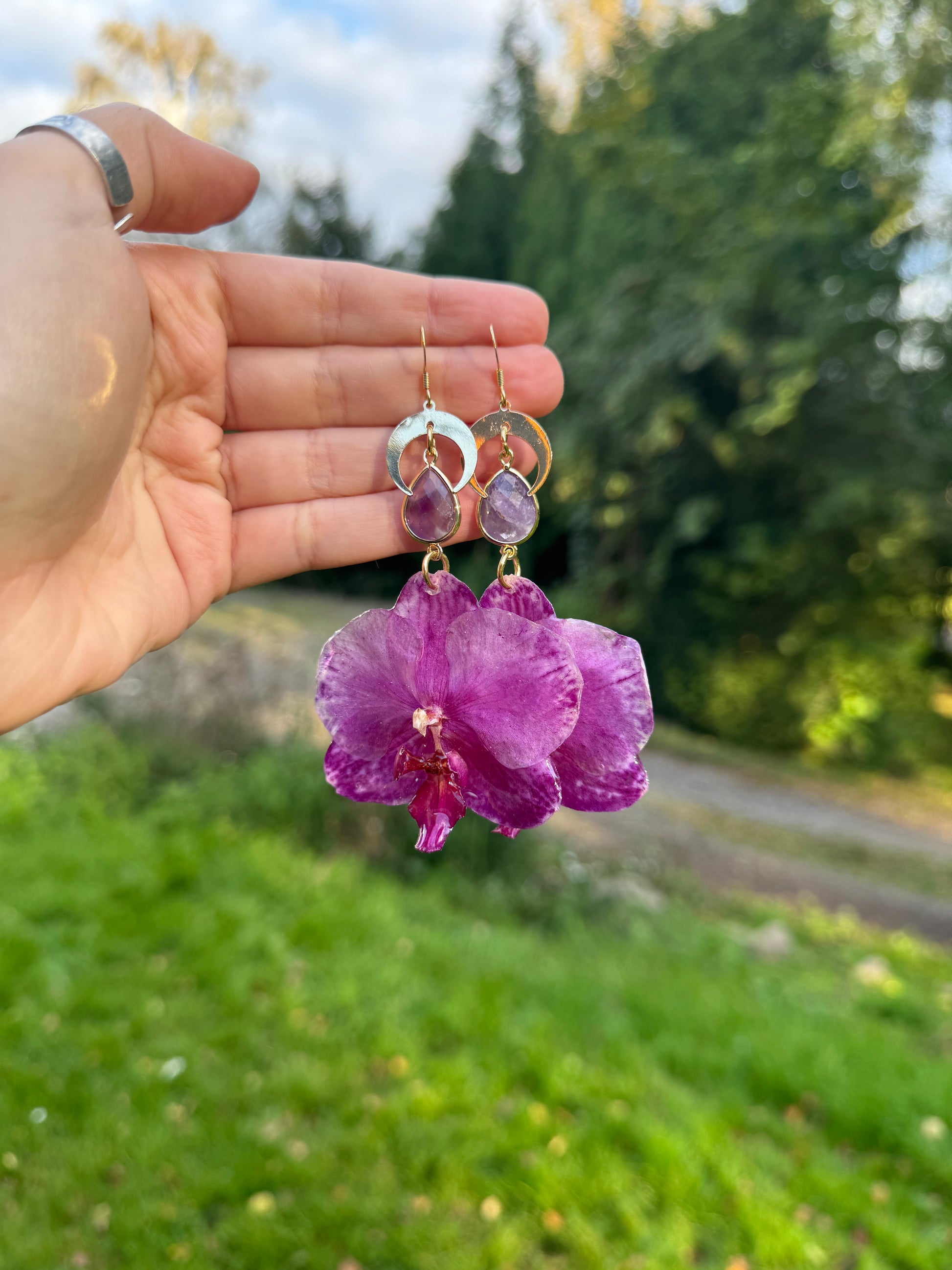 Amethyst orchid earrings SYLLIA