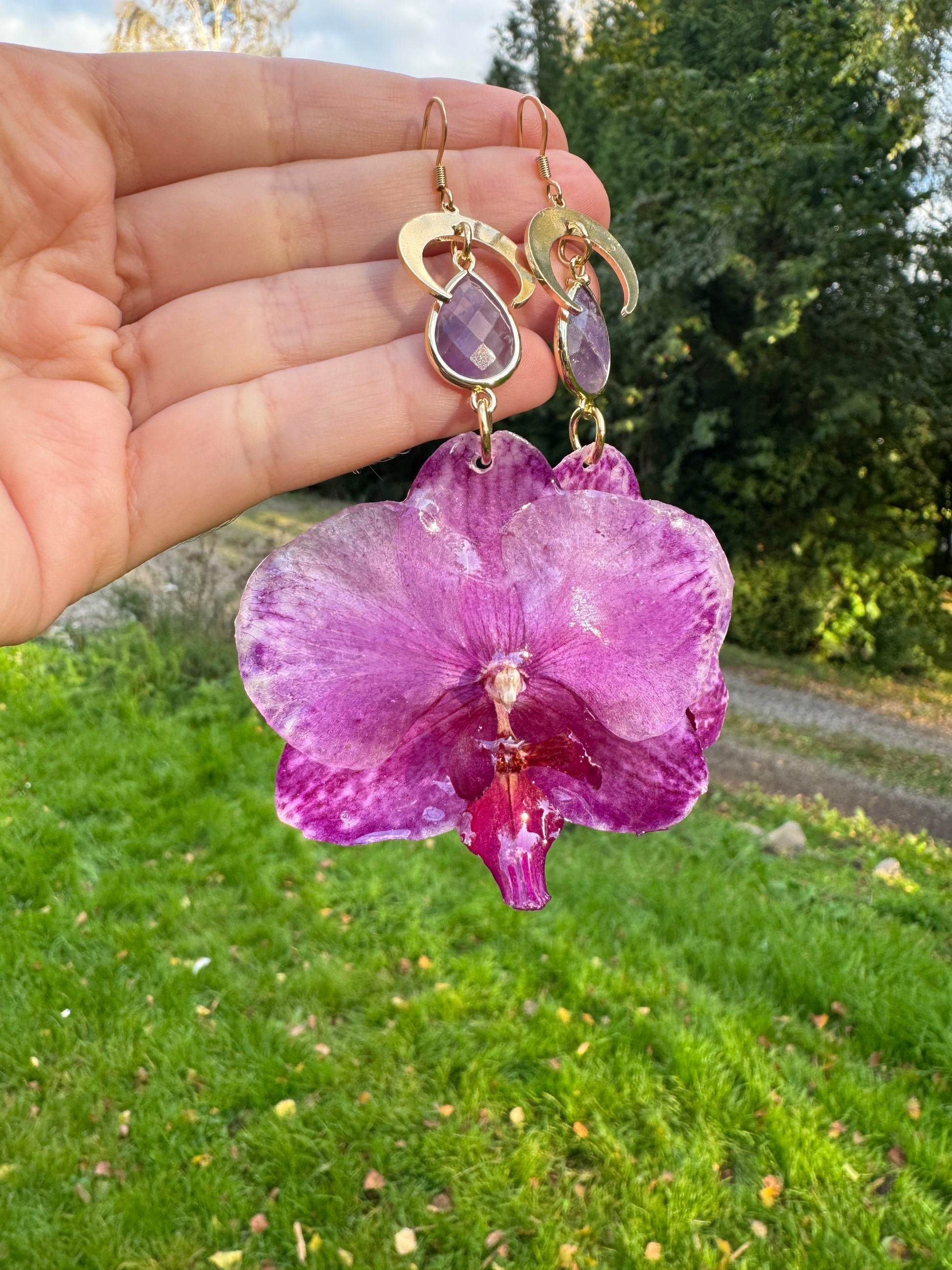 Amethyst orchid earrings SYLLIA