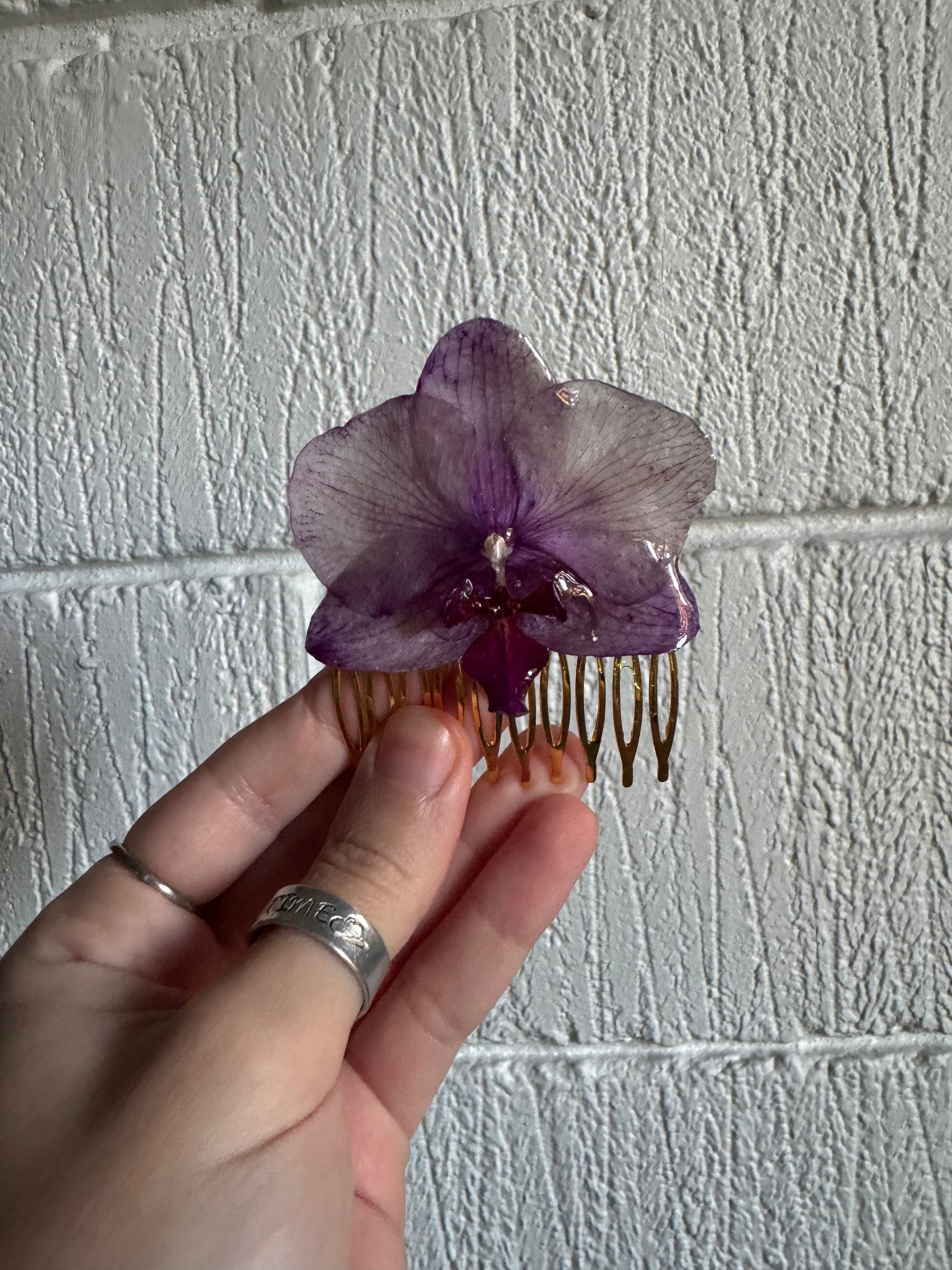 Real Purple Orchid Hairpin – Handmade Botanical Hair Accessory, Fairycore Orchid Hair Clip SYLLIA