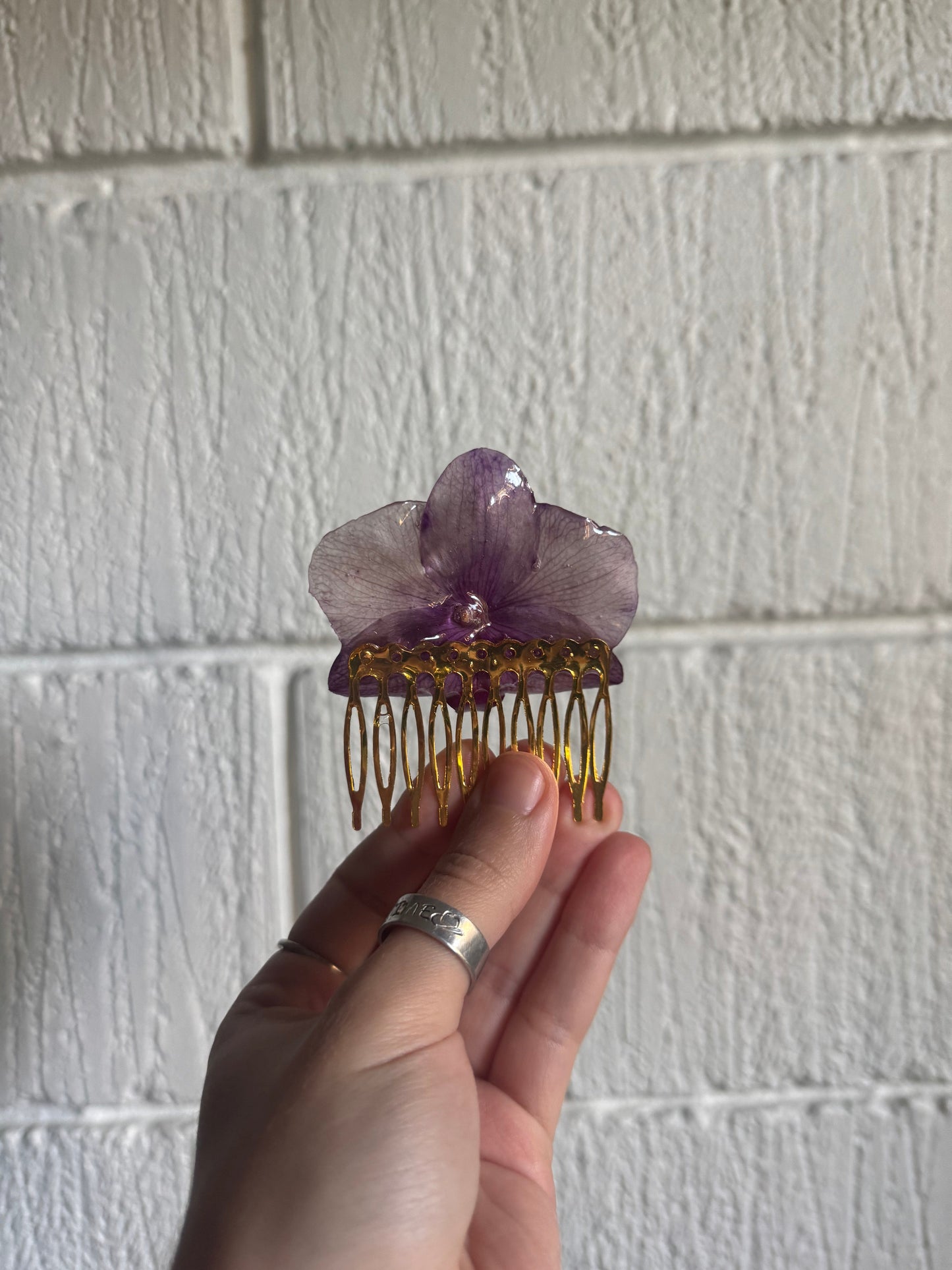 Real Purple Orchid Hairpin – Handmade Botanical Hair Accessory, Fairycore Orchid Hair Clip SYLLIA