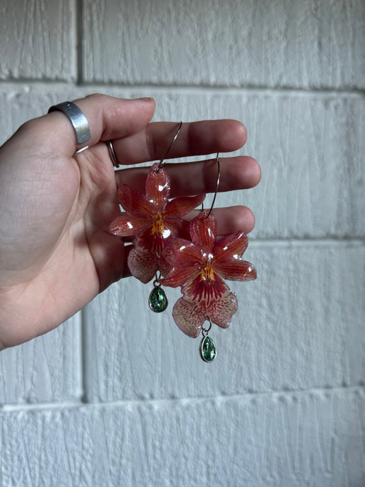 Real Pink Orchid Earrings – Handmade Botanical Jewelry, Fairycore Cottagecore Flower Earrings SYLLIA