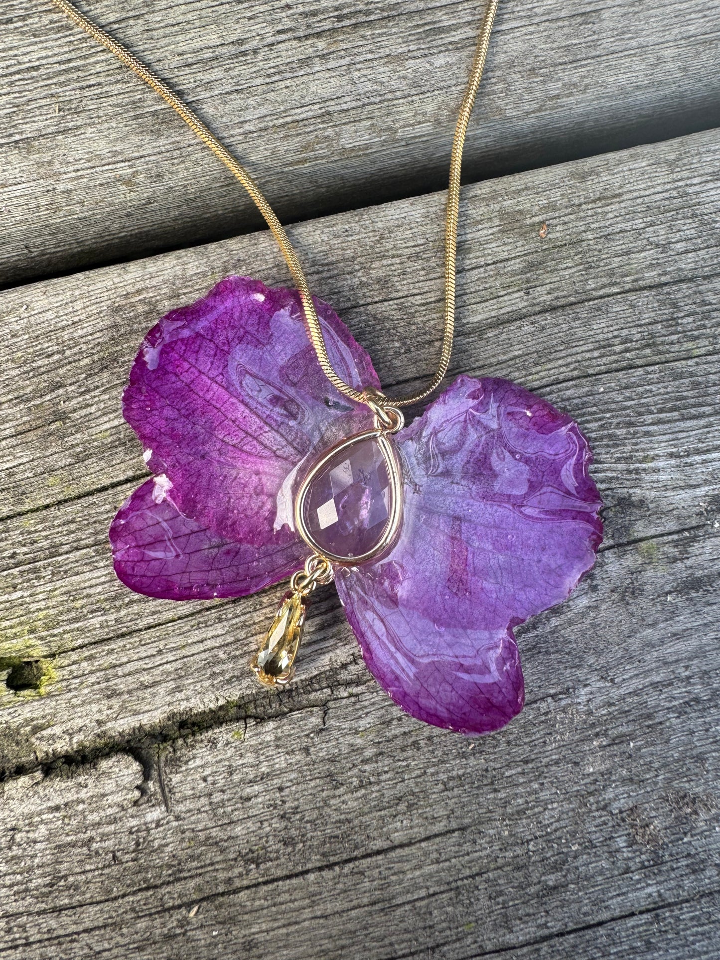 Fairy purple orchid necklace SYLLIA