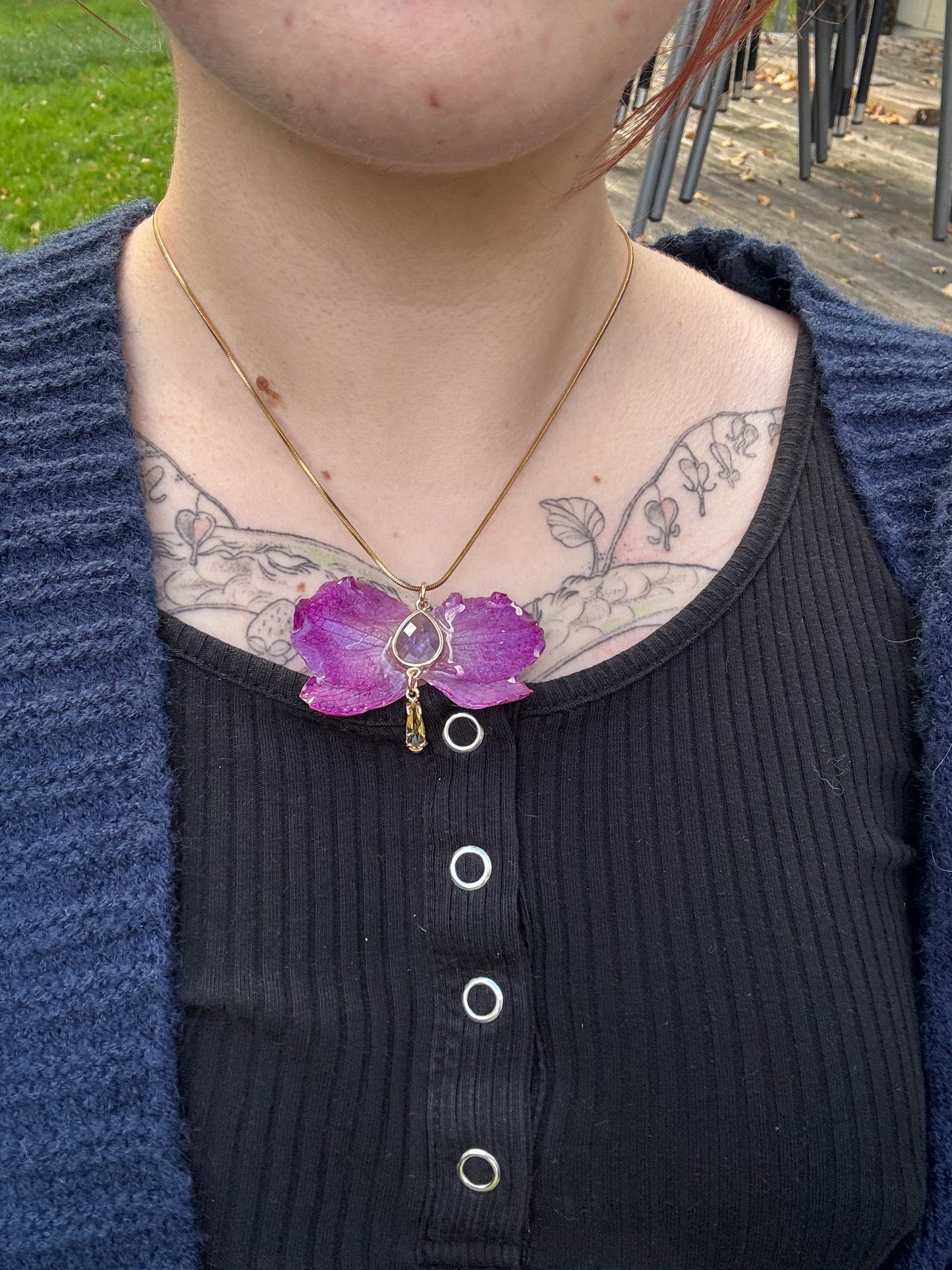 Fairy purple orchid necklace SYLLIA