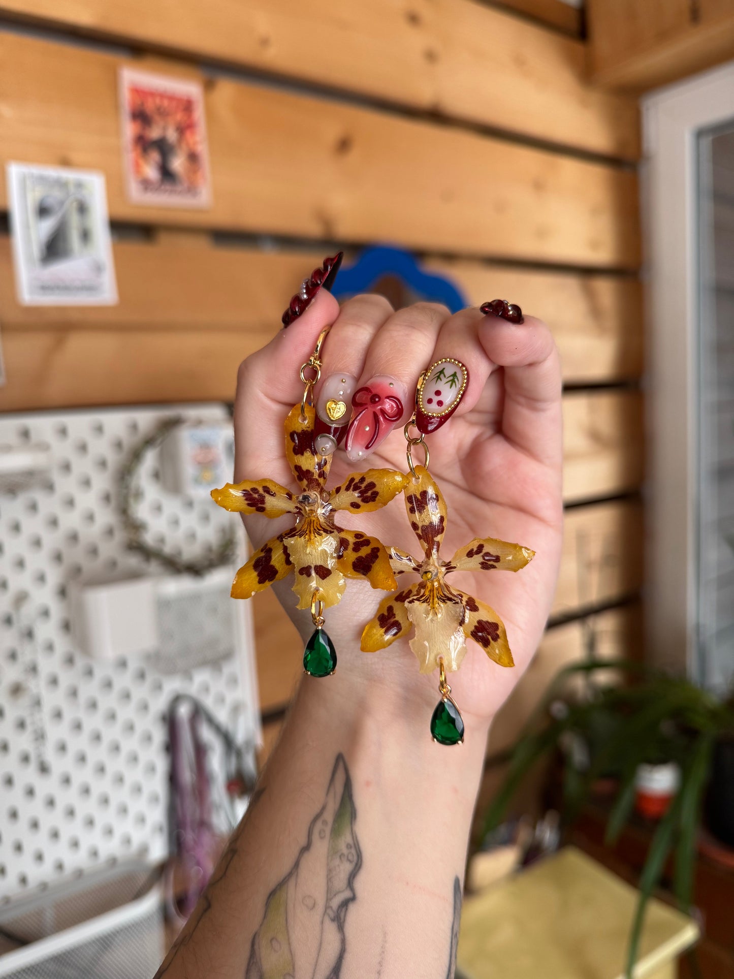 Yellow oncidium orchid earrings SYLLIA