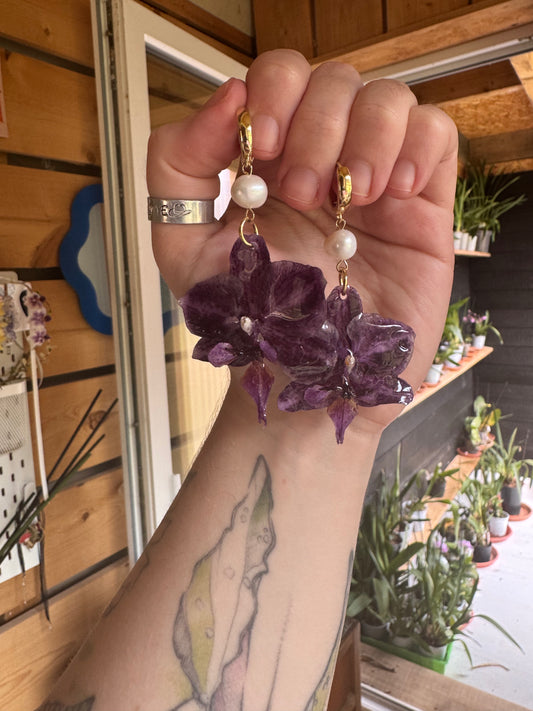 Purple orchid earrings SYLLIA