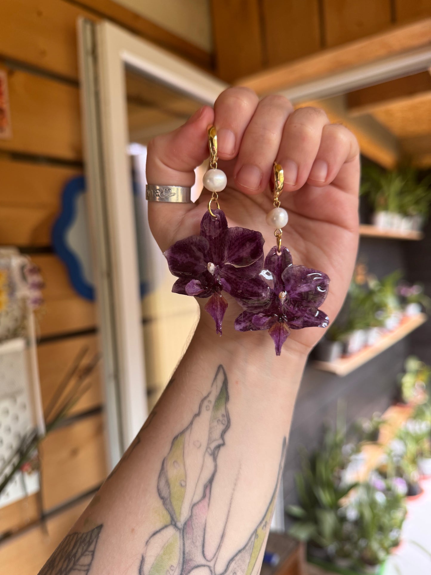 Purple orchid earrings SYLLIA