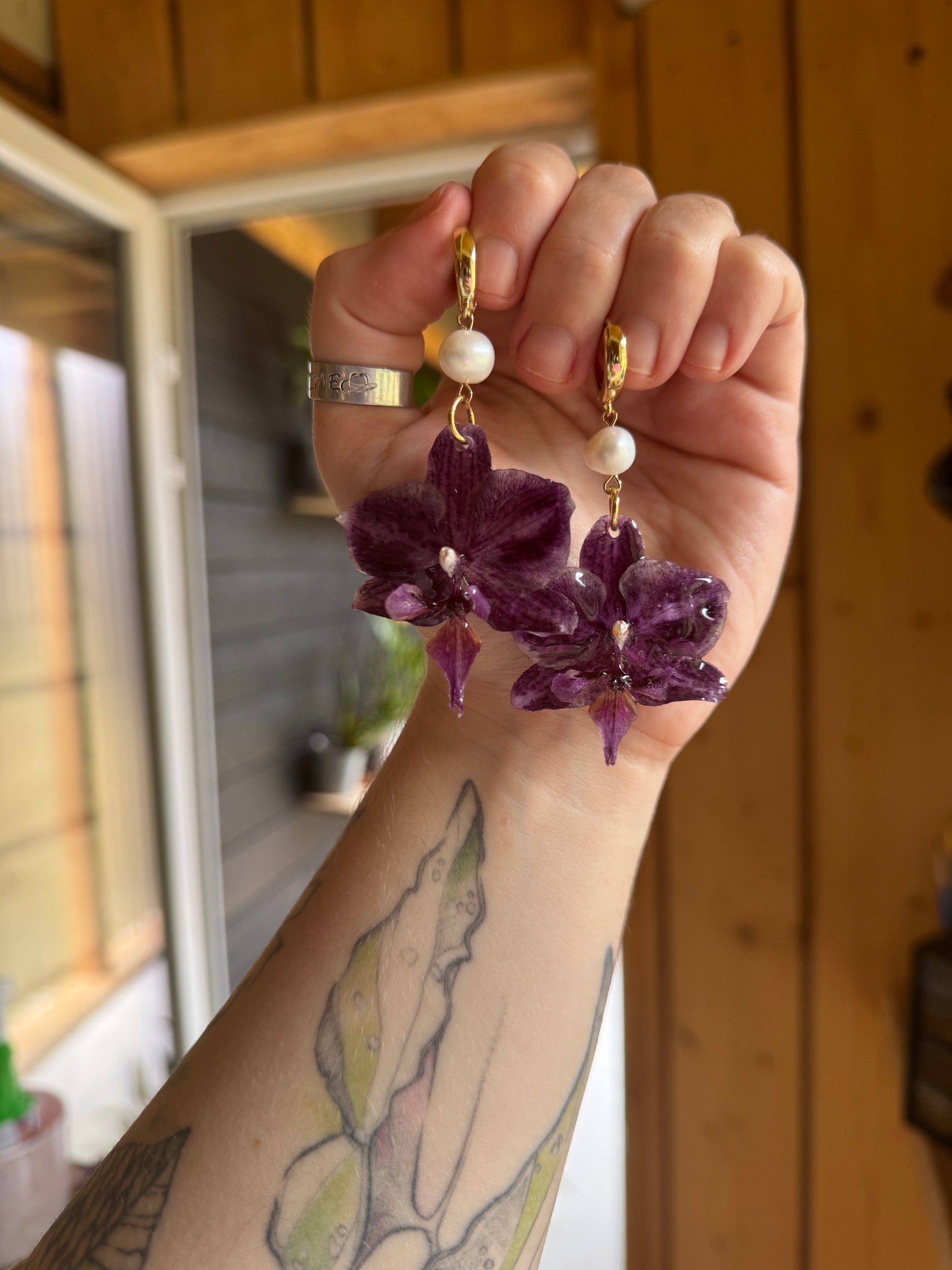 Purple orchid earrings SYLLIA