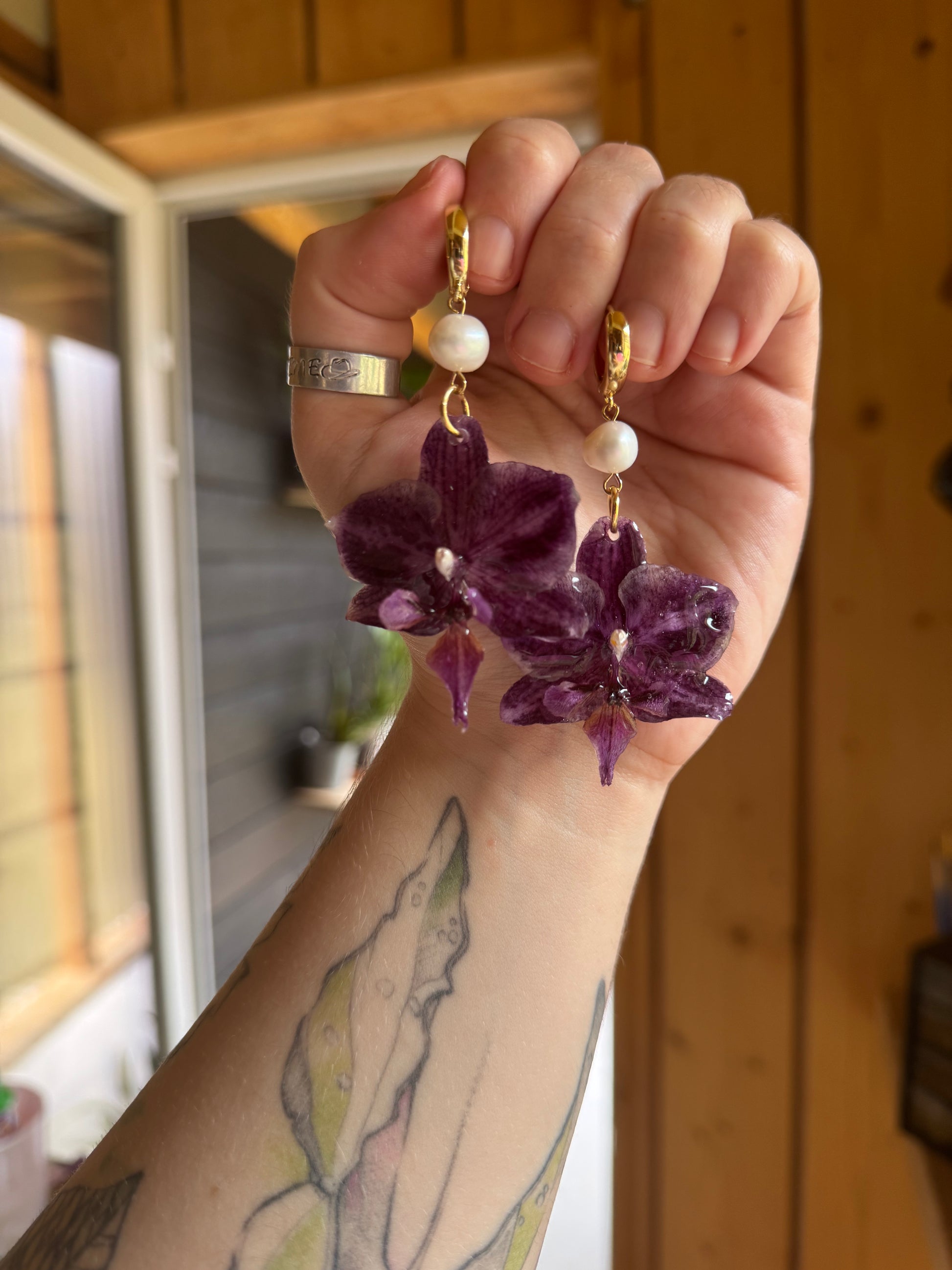 Purple orchid earrings SYLLIA
